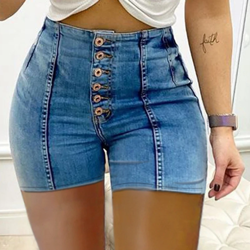 

Mandylandy Denim Shorts Summer Skinny Washed High Waist Short Jeans Women Fashion Streetwear Denim Short Pants Jeans