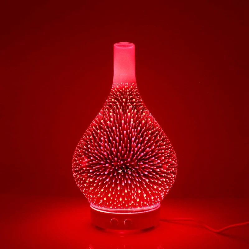 3D Firework Glass Vase Shape Air Humidifier with 7 Color Led Night Light Aroma Essential Oil Diffuser Mist Maker Ultrasonic Humi | Бытовая
