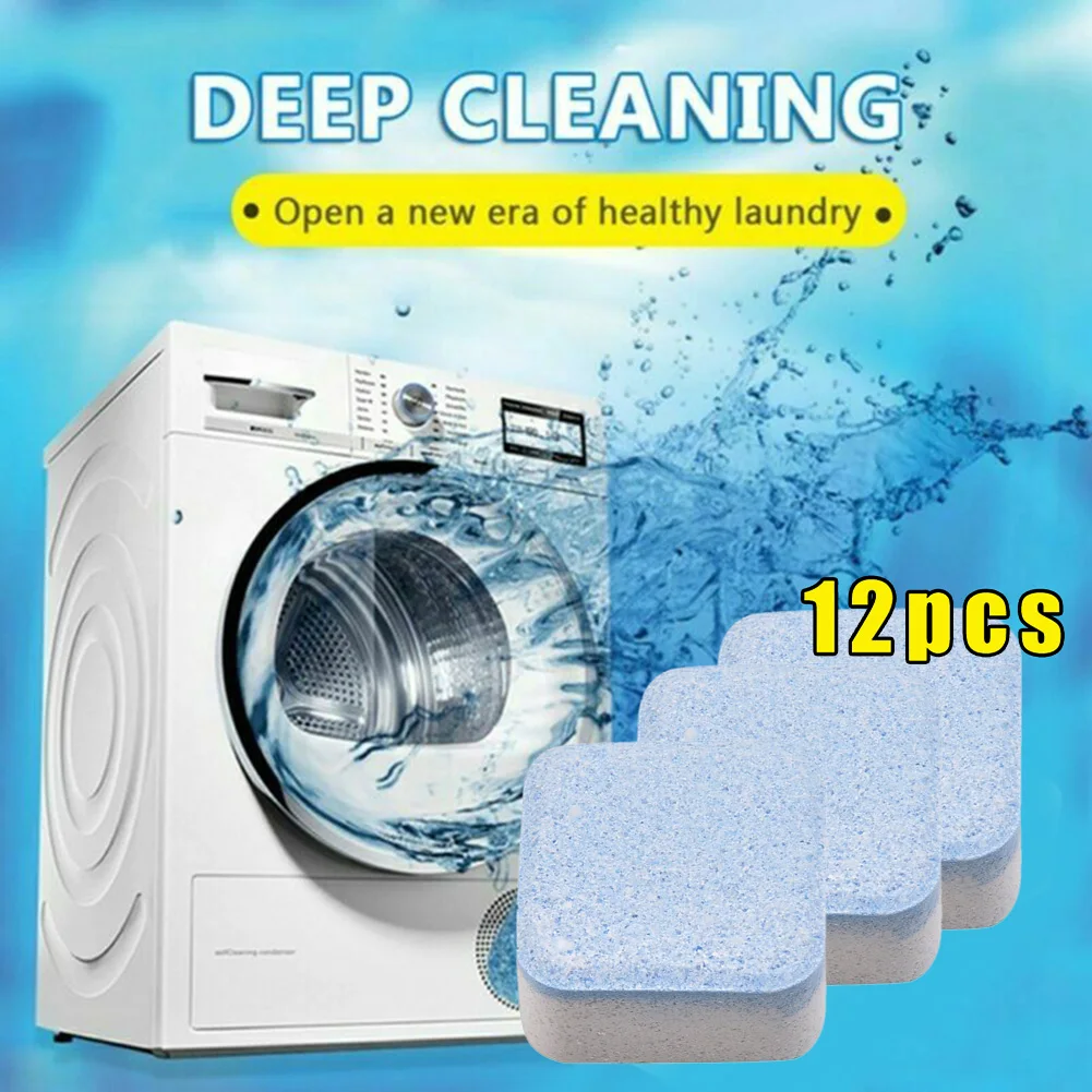 

12Pcs Washing Machine Deep Cleaner Effervescent Tablets Washer Descaler Cleaning Detergent For Washing Machine Cleaning Products