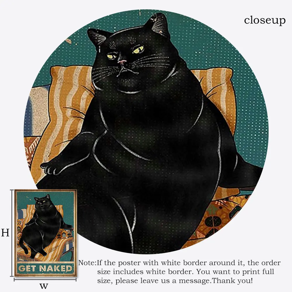 Металлическая черная кошка Ретро плакат получить голыми Забавный