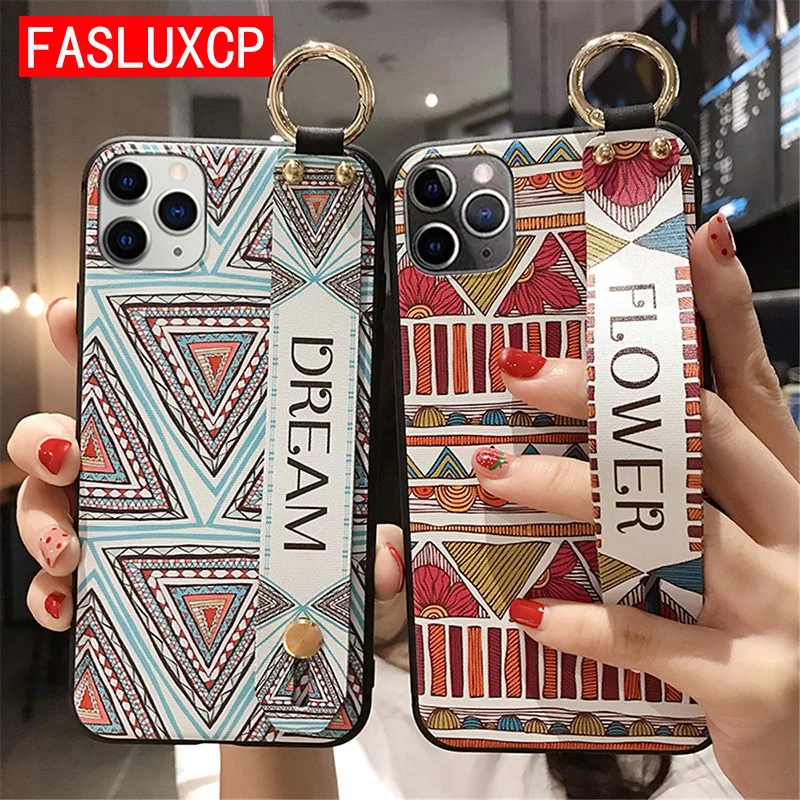 Чехол P40 Lite с винтажным цветком ремешком на запястье держатель для телефона чехол