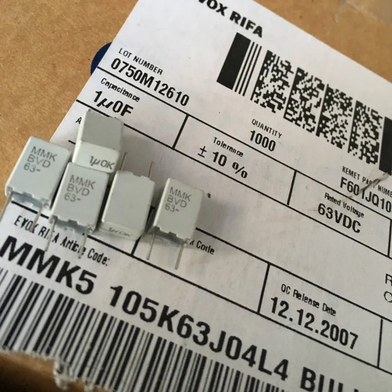 

10PCS NEW EVOX MMK5 1UF 63V p5mm film capacitor KEMET MMK 105/63V audio 105 hot sale 1UF/63V 1.0UF 1000NF 63VDC