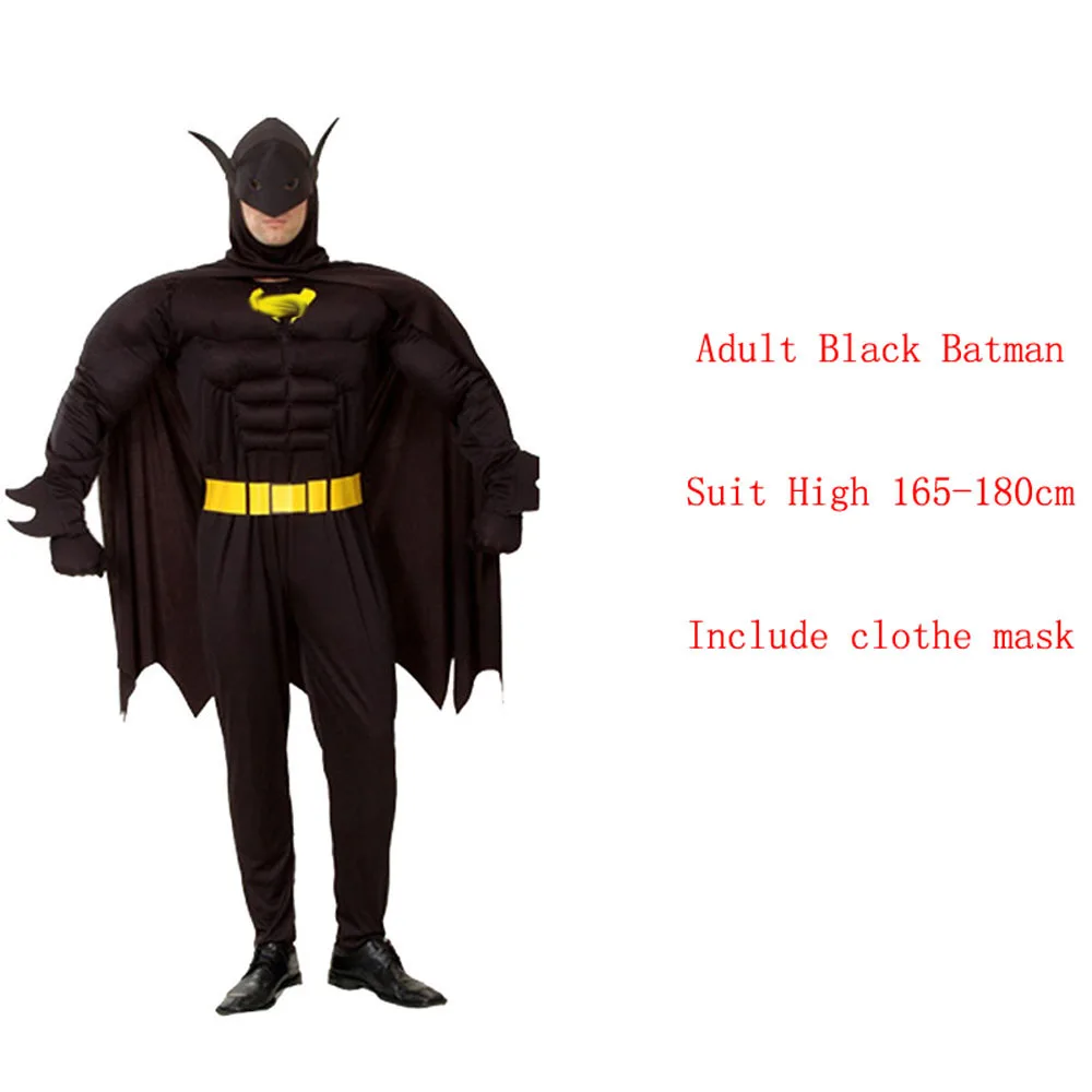 Black Batman VEVEFHUAG супергерой Мстители эндгейм одежда комбинезон Капитан Америка Супермен Бэтмен Халк Железный человек Тор мускул костюмы для косплея - Цвет: Black Batman