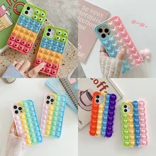 Relieve Stress Phone Case For Apple Iphone 8 Plus Xr Fidget Its Push Bubble Funda Pop Cartoon Iphone11 12 Pro Max Se Cover Adult