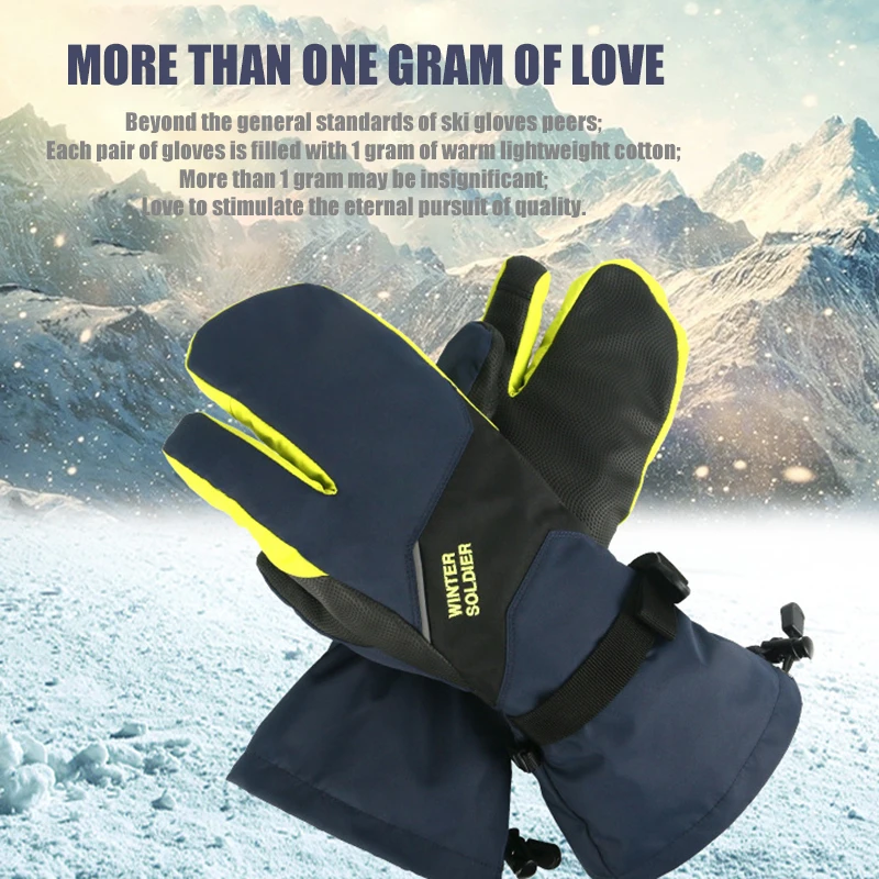 

Перчатки для сенсорных экранов для мужчин и женщин, ветрозащитные длинные зимние теплые варежки с 3 пальцами, Детские уличные теплые лыжные ...