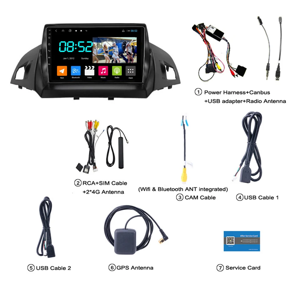 Android 8 1 автомобильный DVD 1din мультимедийная Navi система для Ford Kuga 2013-2017