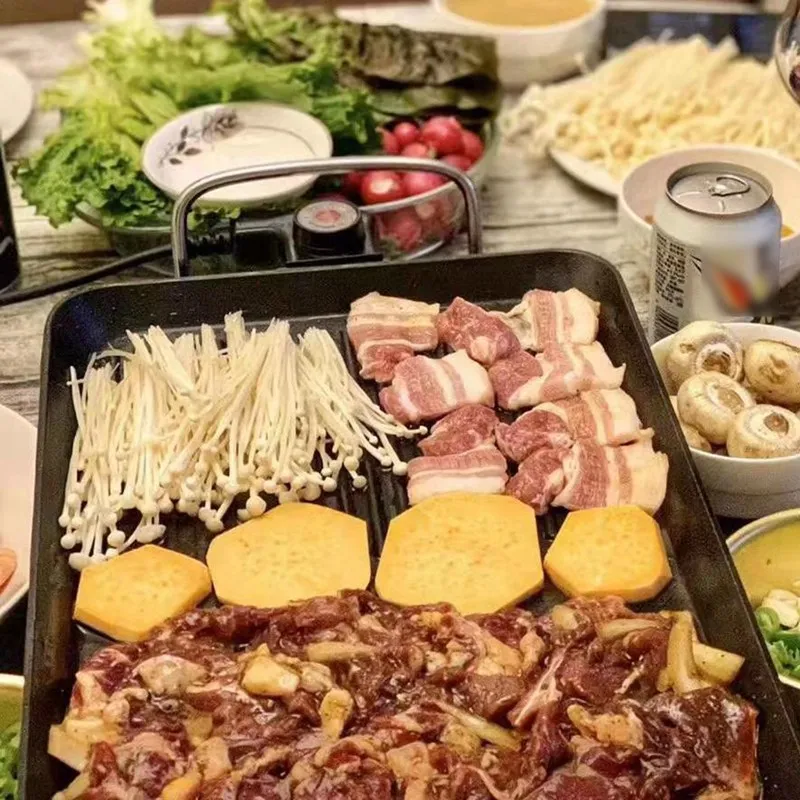 

Electric BBQ Grill Pan Smokeless Non-Stick Barbecue Machine Grilled Meat Baking Hotplate Household Outdoor Camping