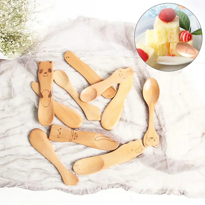 Милые деревянные ложки в виде кошки панды свиньи животных детская посуда