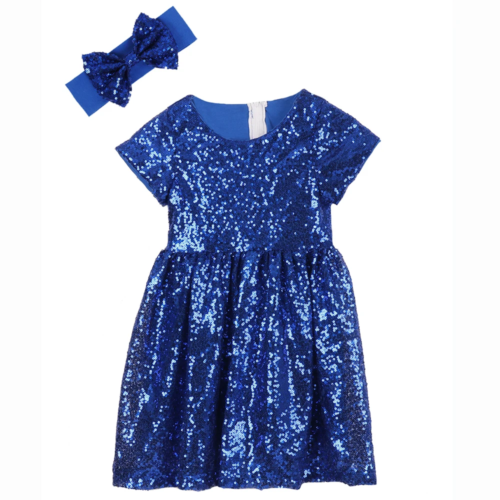 

Sequin Dress for Girls Kids Summer Party Gown Special Headband Prom Sparkle Toddler Dress Boutique Pageant Dress