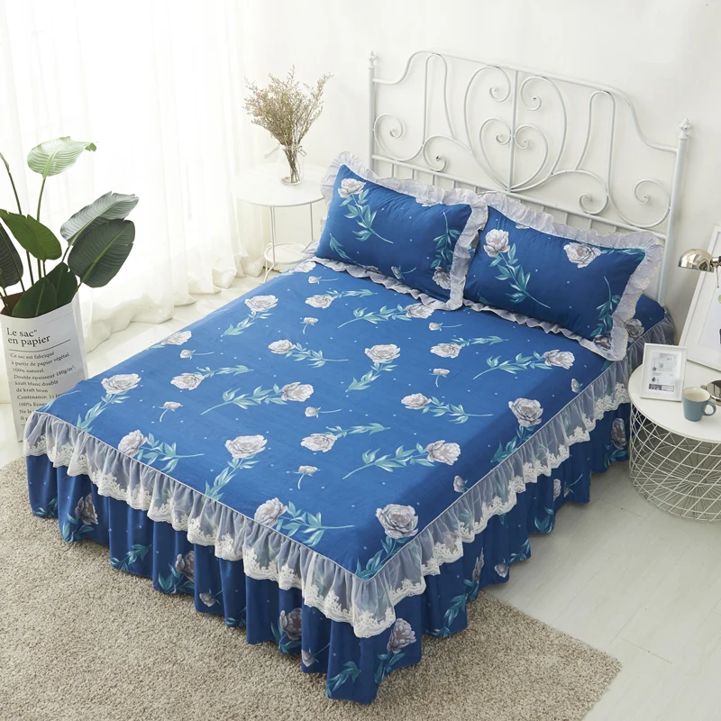 

Printed flat bed skirt cotton flat sheet covers without pillowcase lace printed cartoon for children and adults