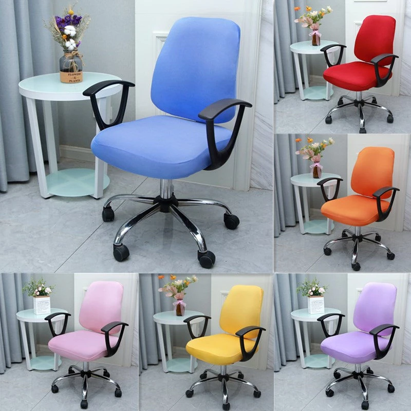 

2pcs/set Split Chair Back Cover+Seat Cover Anti-dirty Office Computer Chair Cover Universal Elastic Spandex Fabric Stretch Case