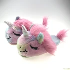 Женские плюшевые тапочки на плоской подошве, разноцветные домашние тапочки с единорогом, 2020