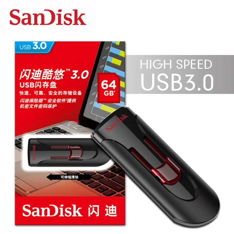USB флеш-накопитель SanDisk CZ600, 128 ГБ, флеш-накопитель, 16 ГБ, 32 ГБ, 64 ГБ, USB 3,0, выдвижной флеш-накопитель для ноутбука, ПК, смартфона
