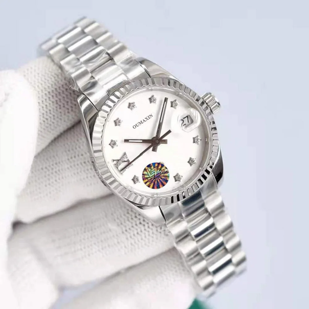

Luxury brand 26.5mm ladies watch automatic mechanical sapphire 316L stainless steel white dial ladies clock