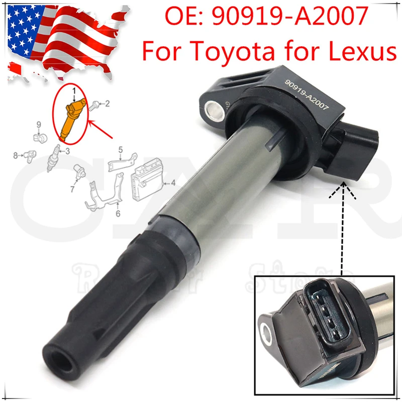 Новая катушка зажигания 90919 A2007 для Toyota Camry Avalon Rav4 Venza Lexus RX350 ES350 3.5L 90919A2007 A2004