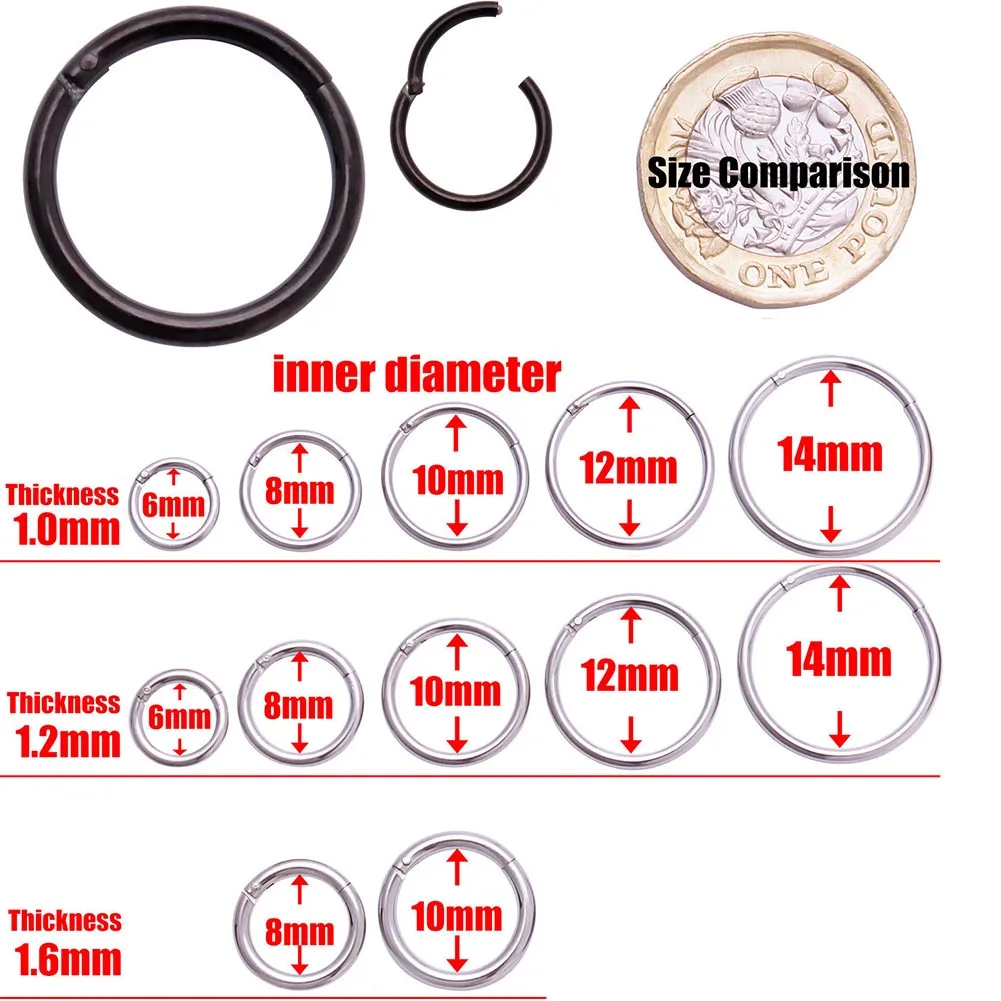 Нержавеющая сталь сегментное нос кольцо унисекс открытое ухо для пирсинга носа