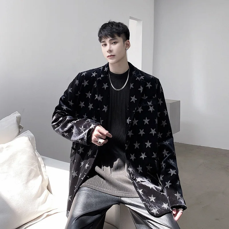 

Men's Fashion Lapel Sequins Stars Loose Suit Coat Party Oversize Blazers Jacket