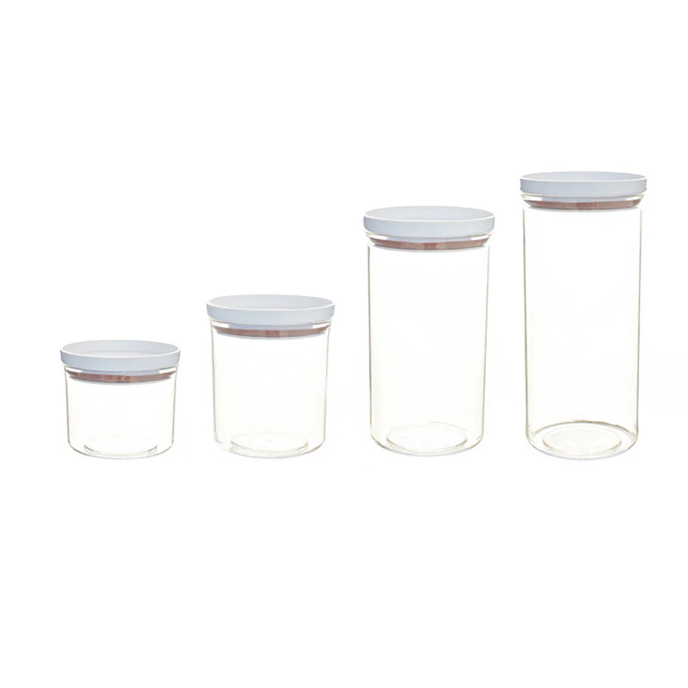 4 шт прозрачная бутылочка с Кепки Кухня Стекло канистра Снэк сахар контейнер для