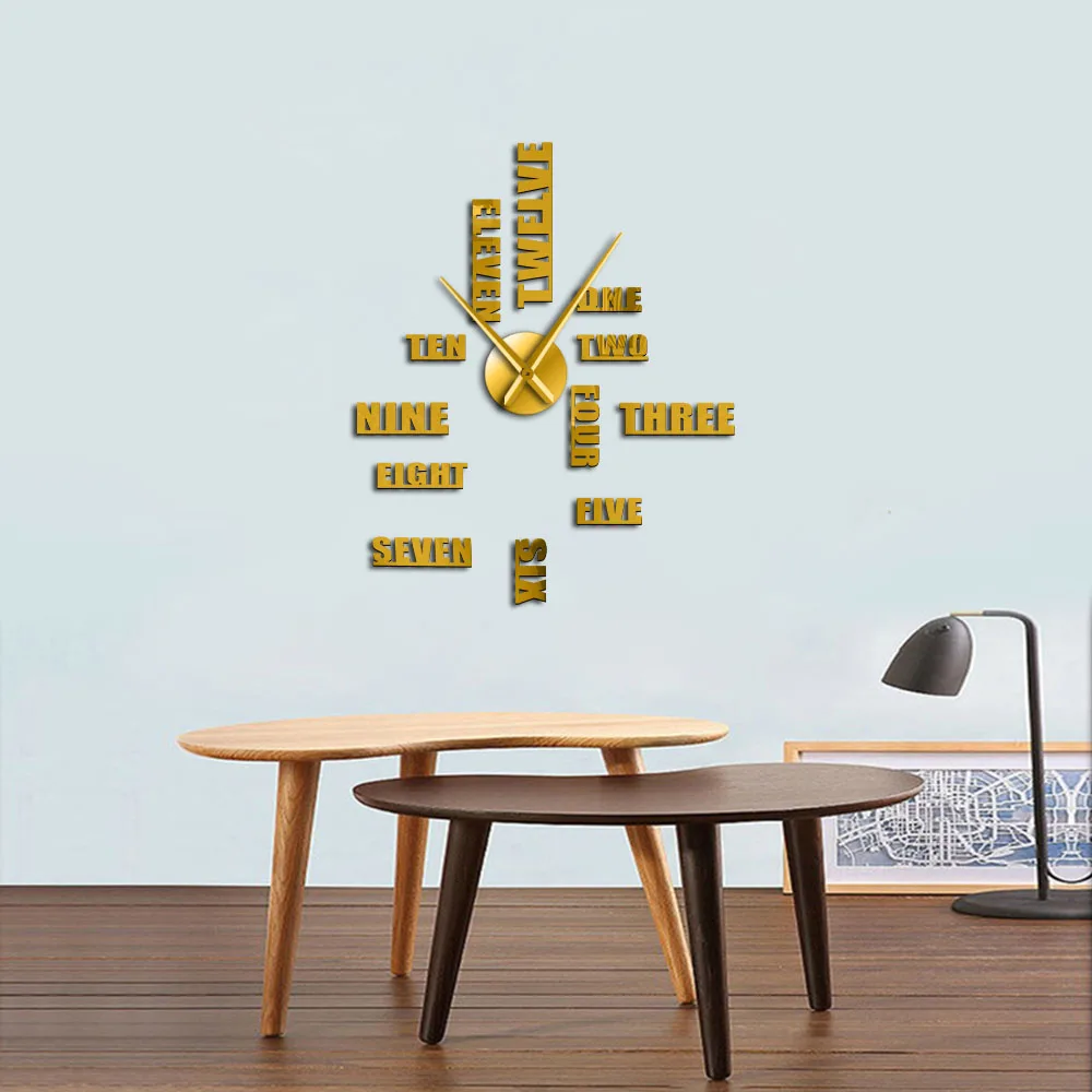 Большие бесшумные настенные часы с английскими буквами сделай сам современные