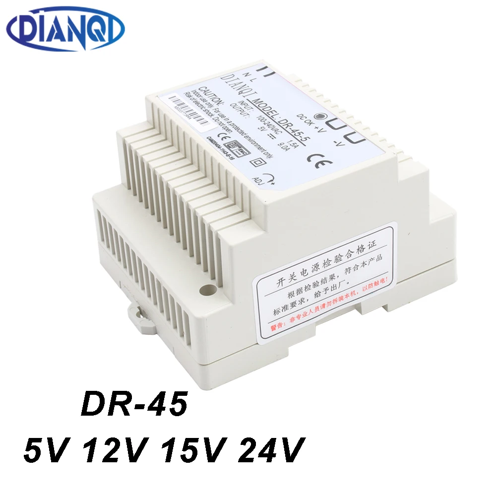 DIANQI Din rail источник питания 45 Вт 5 в 12 В 24 мощный ac dc преобразователь хорошего