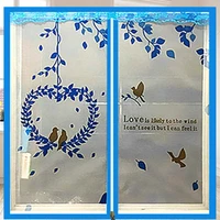 blue love birds tree leaves bedroom door window mesh screen zipper opening yarn fly anti mosquito net curtain removeable