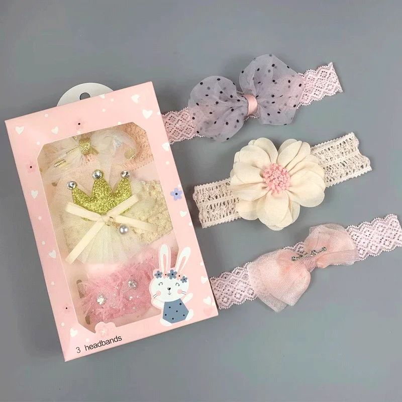 

3 шт./компл. повязка на голову для новорожденных девочек, цветочный бант, бант, повязка на голову для девочек, хлопковая Детская повязка для в...