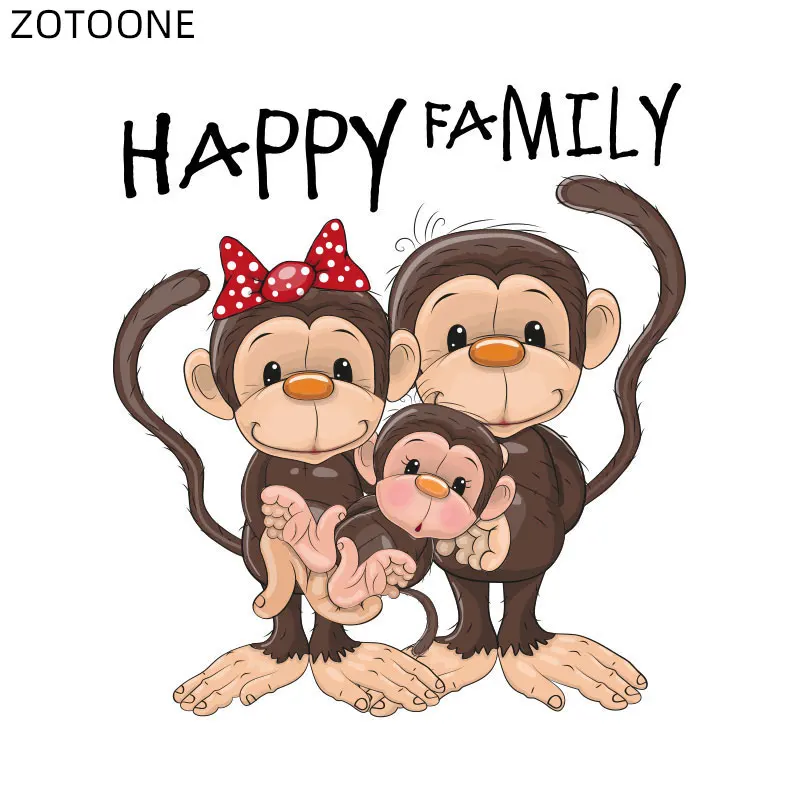 Нашивка ZOTOONE с изображением семьи обезьяны для одежды, футболки, термоклейкие наклейки для детей и взрослых, нашивки «сделай сам», аппликации