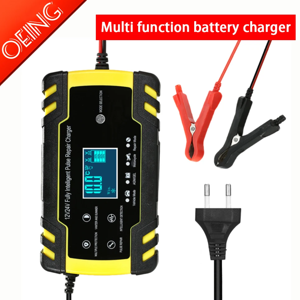 

Original automatic Car Battery Charger 12V 8A 24V 4A Smart Fast Charging for AGM GEL WET Lead Acid Battery Charger LCD Display