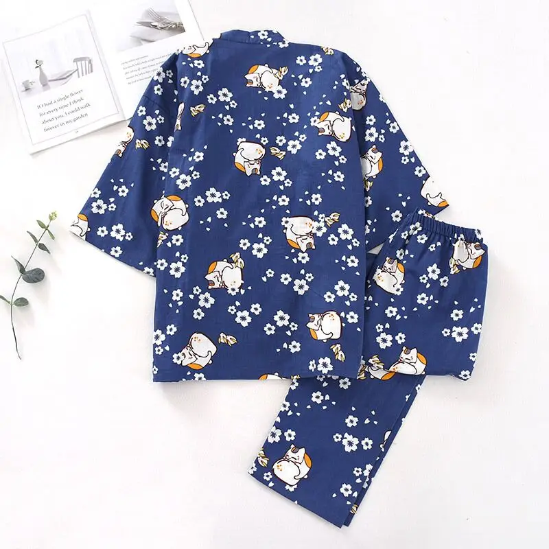 2020 г. женские пижамные комплекты милая кимоно из хлопчатобумажной марли для