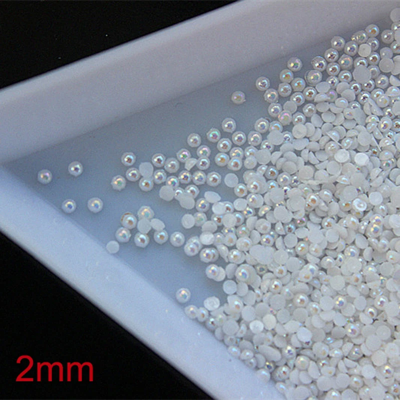 

Flat Back 2- 5mm AB Pearl Mermaid 3D Nail Art Rhinestone Decal CRAFT Half Pearl 3D AB Gems 1000 pcs Acrylic Nail Art Decoration