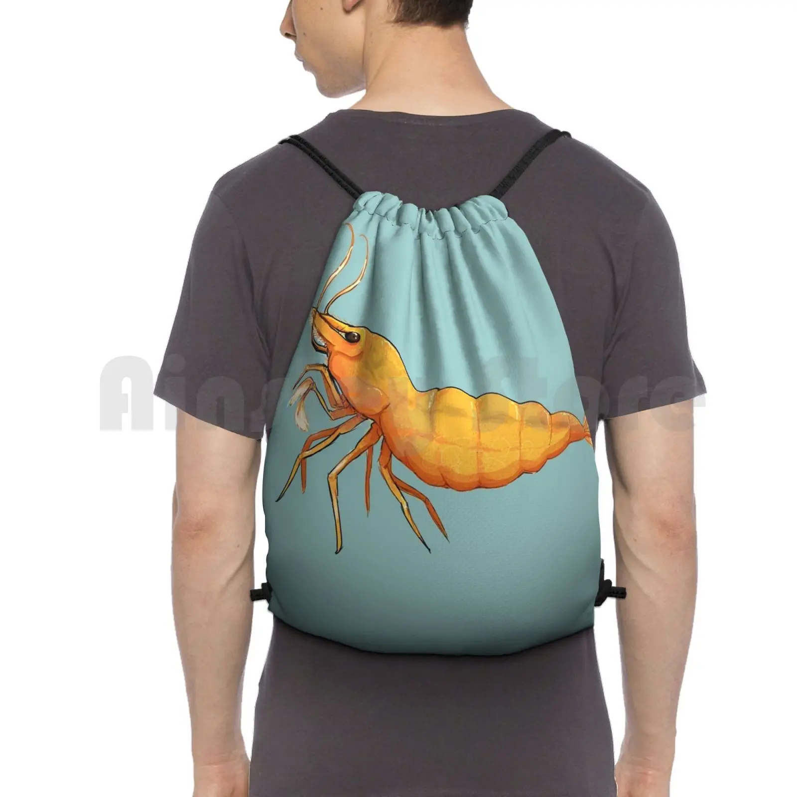 

Keep It Shrimpel Backpack Drawstring Bags Gym Bag Waterproof Shrimp Garnele Unterwasser Underwater Sea Meer Water Crab