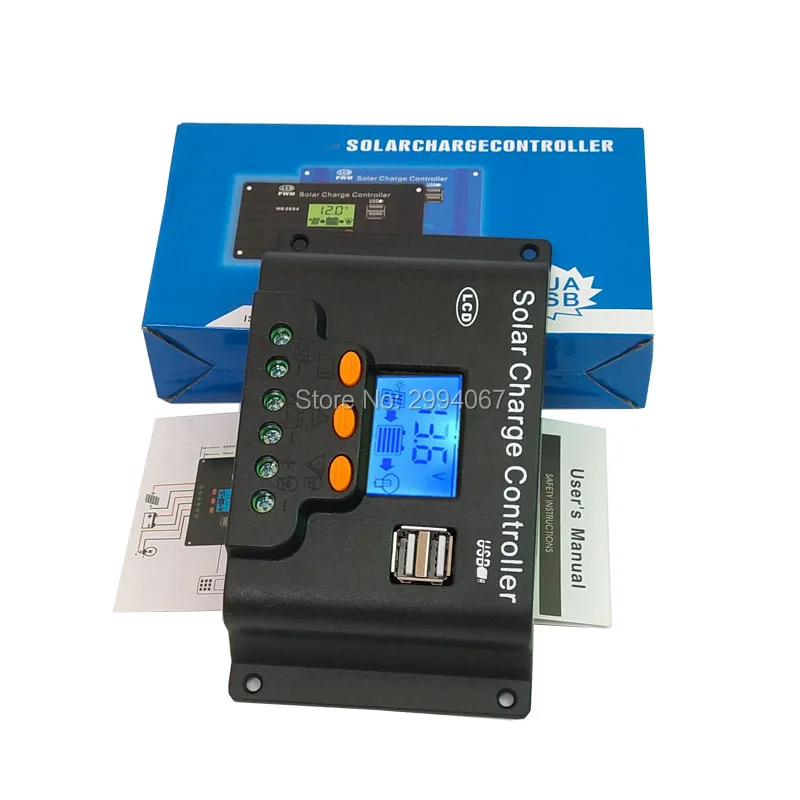 Подсветка функция 30A 20A 10A 12V/24V Авто ЖК дисплей PWM регулятором солнечного заряда