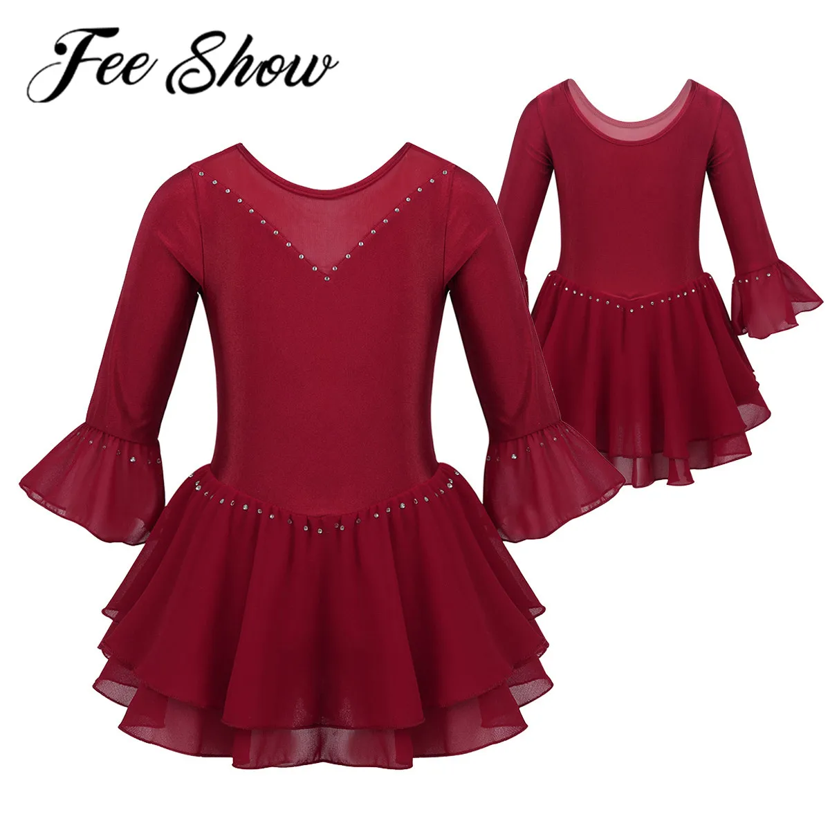 Гимнастическое трико для девочек балерина танцевальная одежда детская юбка