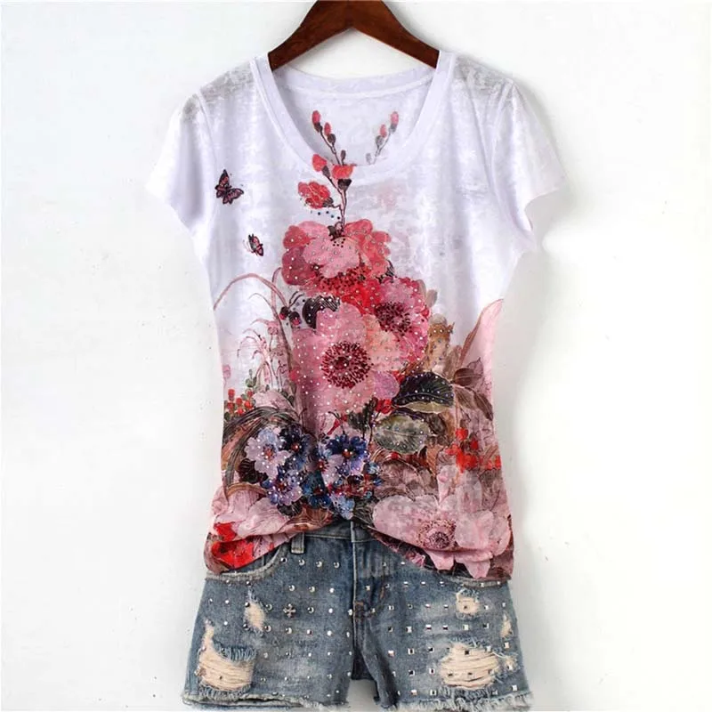 2021 винтажные женские футболки тонкие шелковые блестящие розовые бриллиантовые с