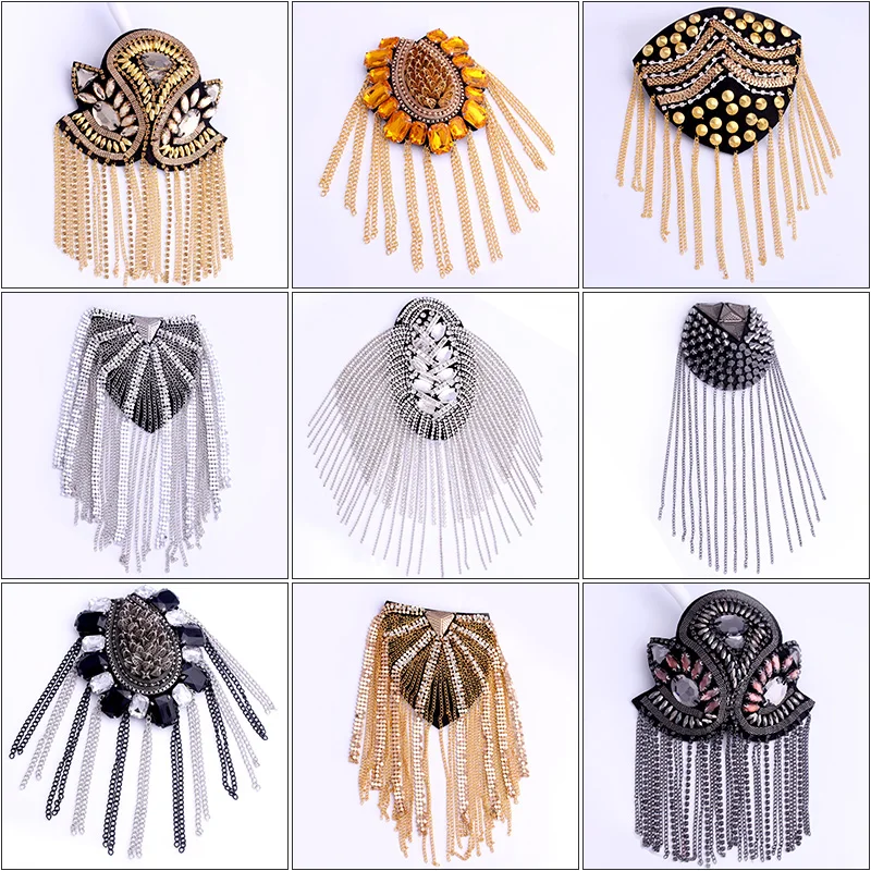 

one piece breastpin tassels shoulder board mark knot Epaulet patch metal patches badges applique patch for clothing CA-2553
