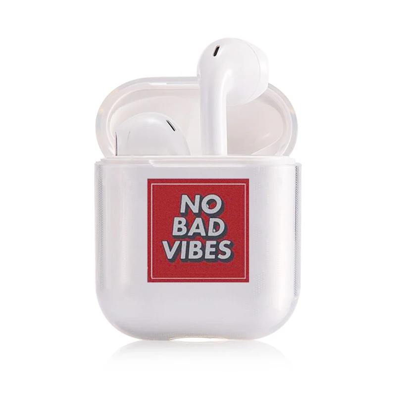 Предупреждение английские слова Мягкий силиконовый чехол для Apple Airpods 1/2 чехол Прозрачный Bluetooth беспроводные наушники коробка для наушников Чехол - Цвет: I201537