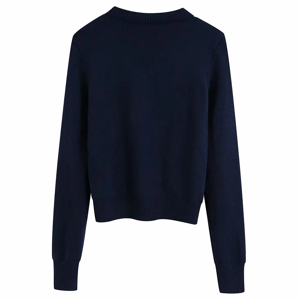 

Laamei Women Cardigan Argyle Knit Sweater Vintage Style Geometric Pattern Slim Crop Top V-Neck England Long Sleeve Outerwear