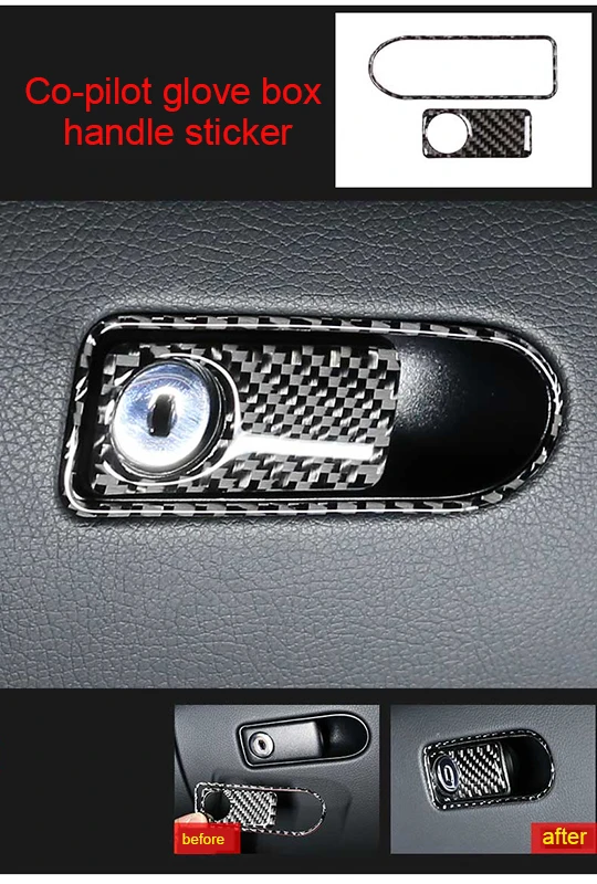 

For Benz GLC 2015-2019 carbon fiber Co-pilot glove box handle sticker 2pcs