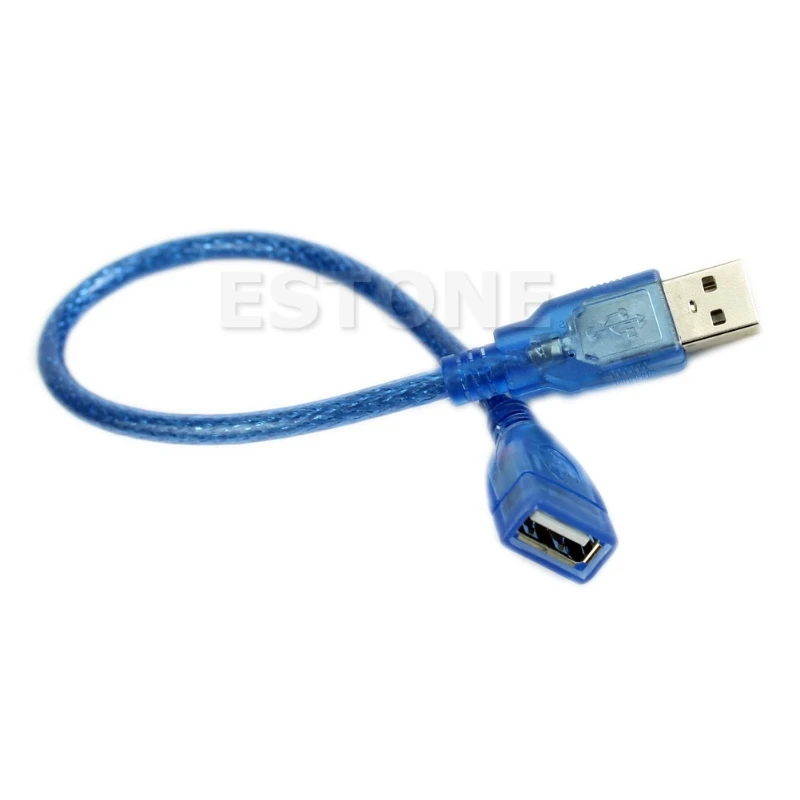

23cm Short USB 2.0 A Female To A Male Extension Cable Cord Blue