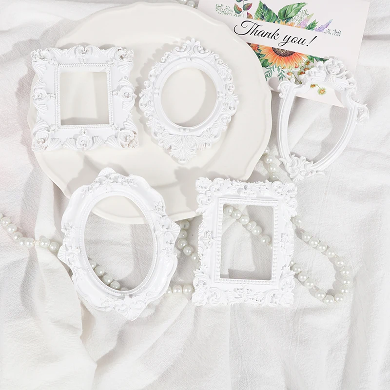 Фоторамка с европейскими украшениями белая фоторамка в стиле ретро для маникюра