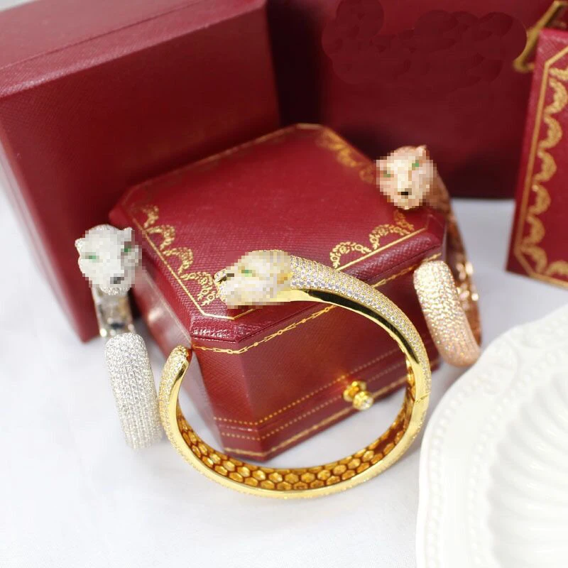 Новые преувеличенные аксессуары Леопардовый Браслет инкрустированный Циркон