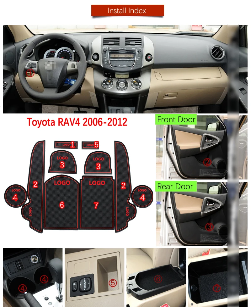 Противоскользящий коврик для Toyota RAV4 xa30 аксессуары для Toyota Previa RAV 4 2006-2009 2010 2011 2012 30 затворный слот подставка анти-грязный Салонные подложки