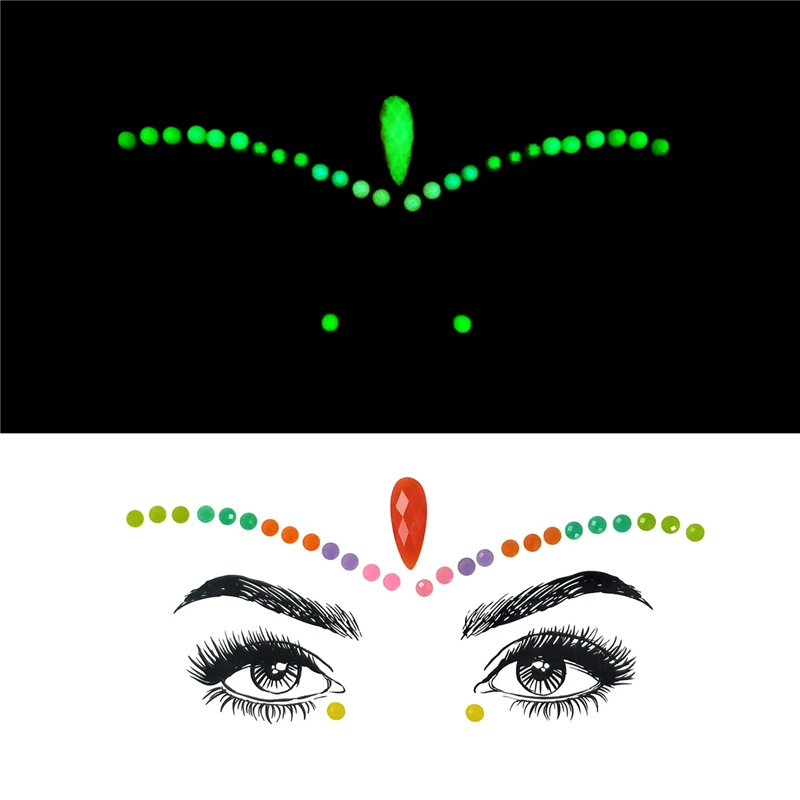 1 шт. Светящиеся в темноте драгоценные камни для лица временная татуировка ночной