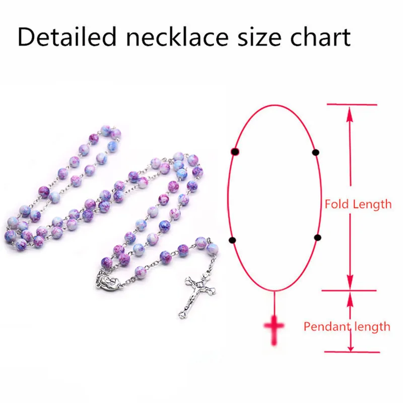 Ожерелье ручной работы с подвеской в виде креста цепочки из стекла для