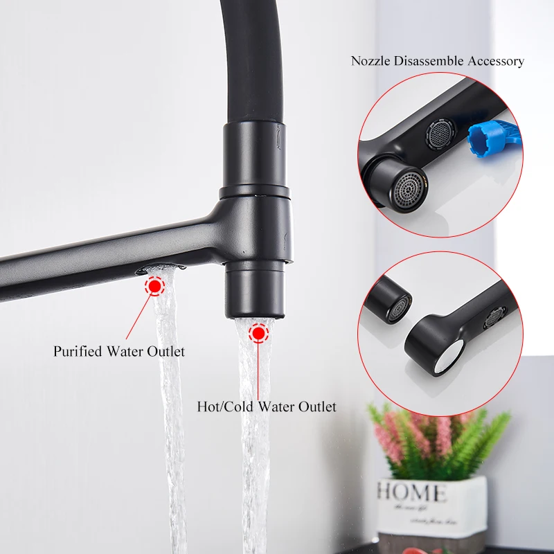 outdoor kitchen sink Purified Water Kitchen Faucet Pull Down Sprayer 360 Rotate Mixer Tap Deck Mount Drinking Water Tap Hot Cold Water Torneira Crane new kitchen sink