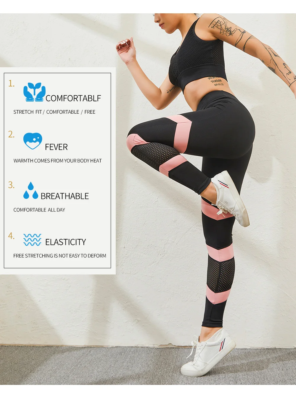 pink leggings SALSPOR Women Mesh Fitness Leggings High Wasit Sexy Patchwork Seamless Push Up Leggings Women Stretch Stripes Leggins Female adidas leggings