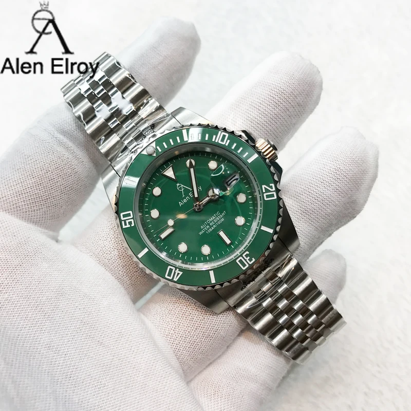 

Alen Elroy DESIGN 2021 Luxury Green Ceramic bezel Automatic Men Watch Luminous Ceramic Sapphire Waterproof relogio masculin