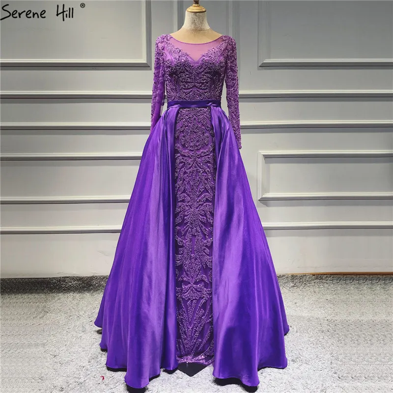 purple Сексуальное прозрачное платье с длинными рукавами бордового цвета вечернее платье с кристаллами из бисера длинное мусульманское платье для выпускного вечера вечерние платья Robe De Soiree BLA6172 - Цвет: purple