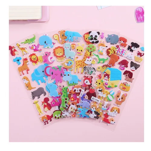 Animal CCINEE 5 шт. Пузырьковые стикерные игрушки дети мультфильм Животные фрукты стереонаклейки игрушка украшение комнаты - Цвет: Animal