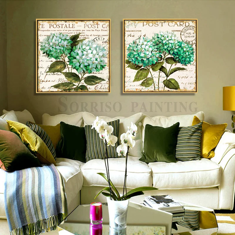 Американский Стиль гортензии холст картины Гостиная Wall Art Плакаты для спальни и